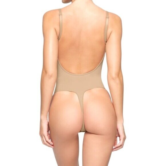 Skims S/M low back thong bodysuit Ochre Tan Compression Slimming NWOT MSRP $70 - Picture 1 of 6